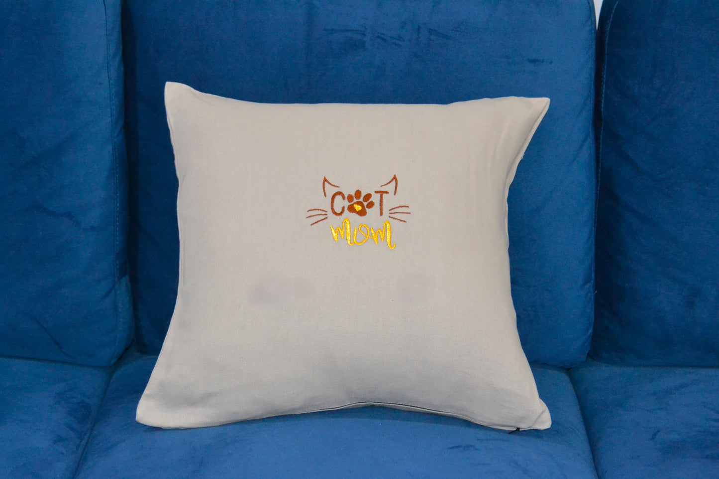 CAT MOM - Embroidered Toss Pillow Cover