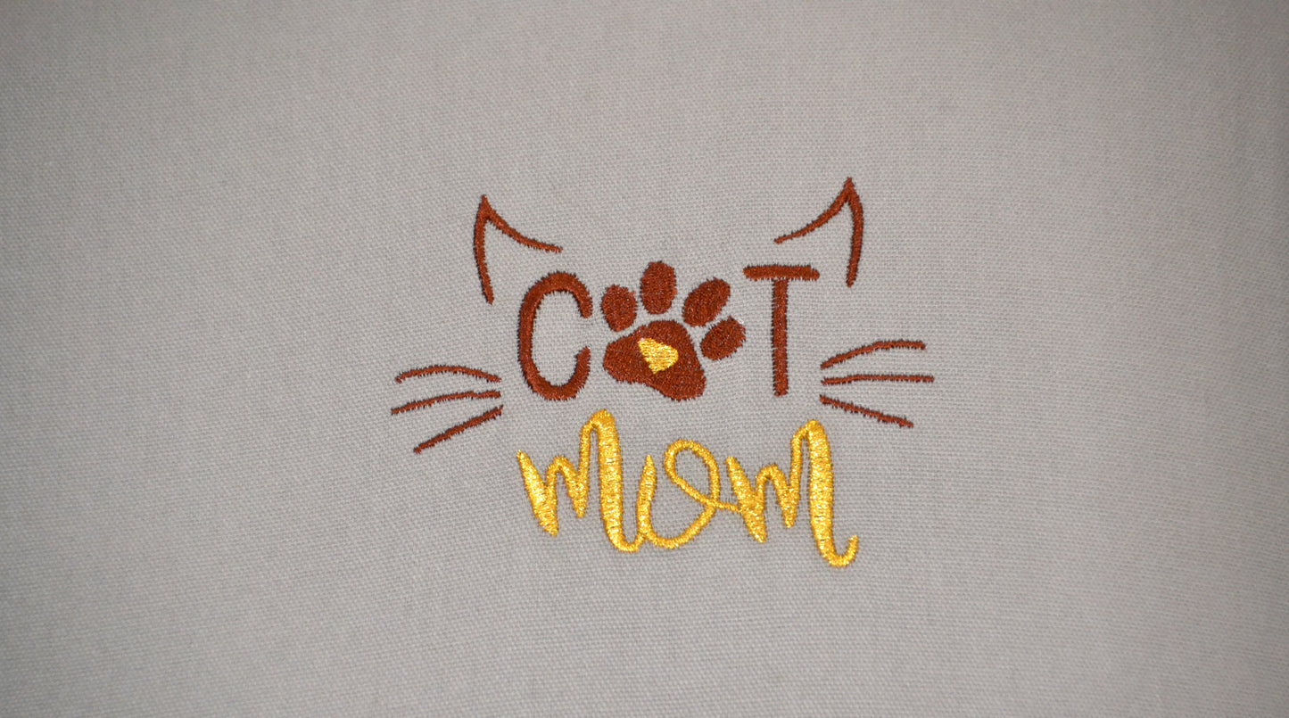 CAT MOM - Embroidered Toss Pillow Cover