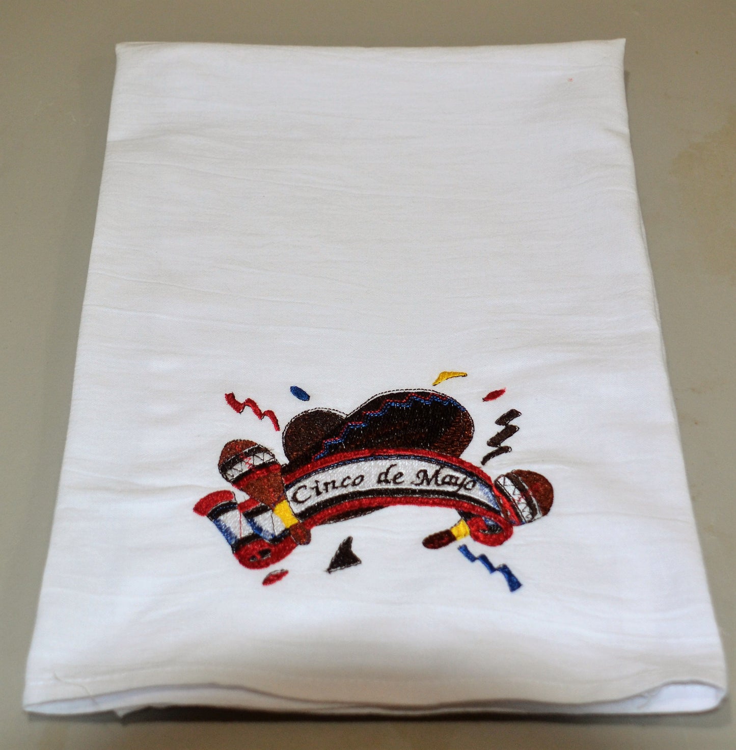 Embroidered CINCO DE MAYO Flour Sack Dish Towel