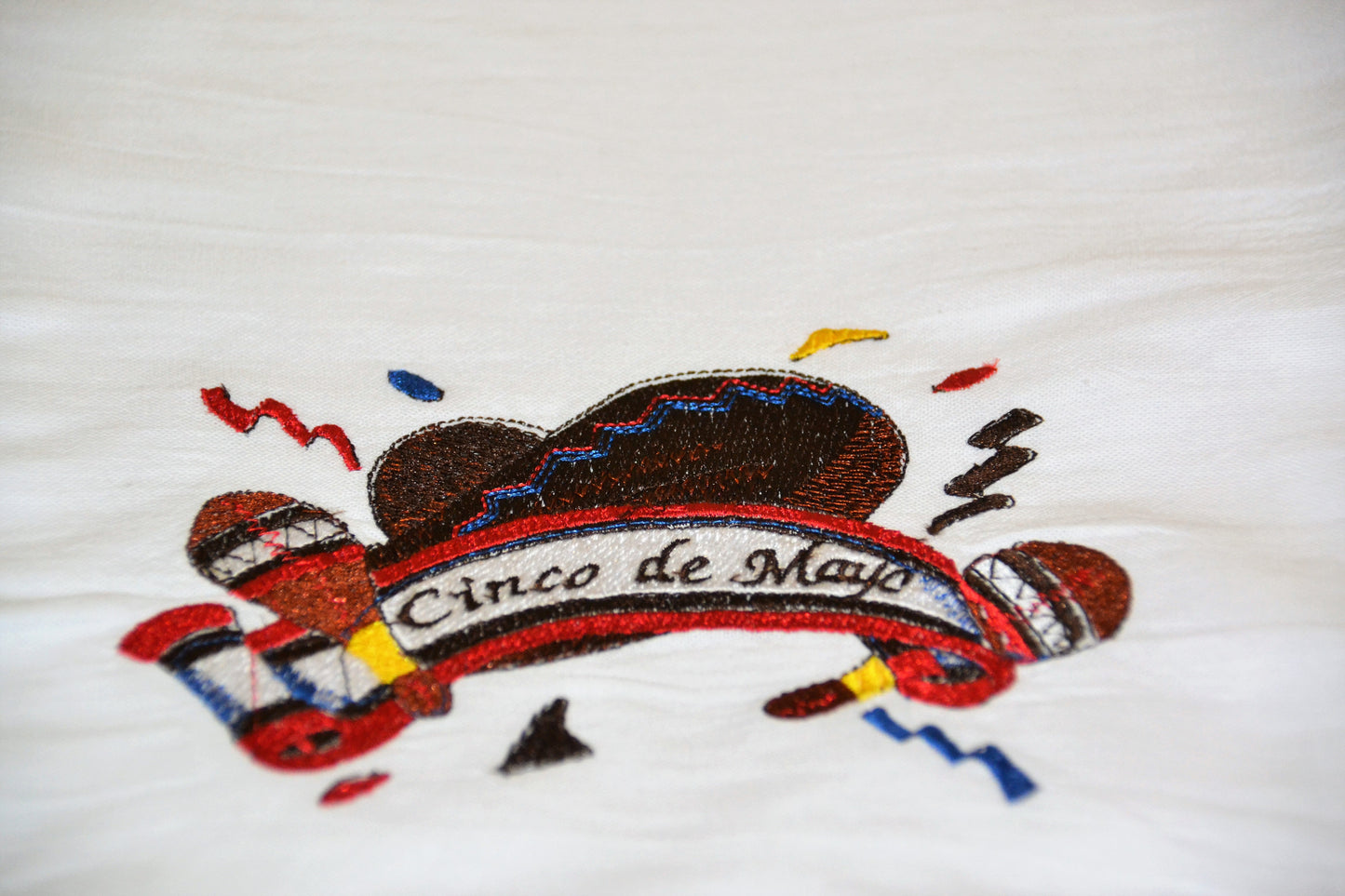 Embroidered CINCO DE MAYO Flour Sack Dish Towel