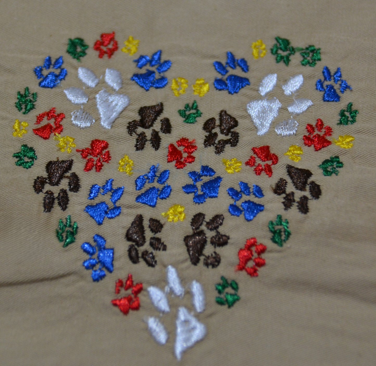 Toss Pillow Cover - Embroidered Animal Paws Heart