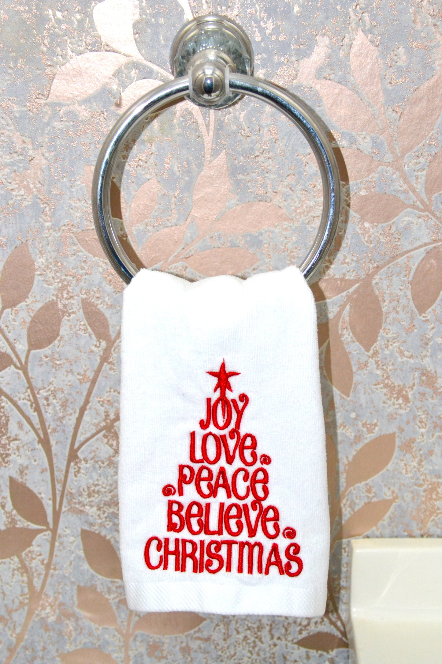 Christmas Holiday Words Tree Hand Towels Set