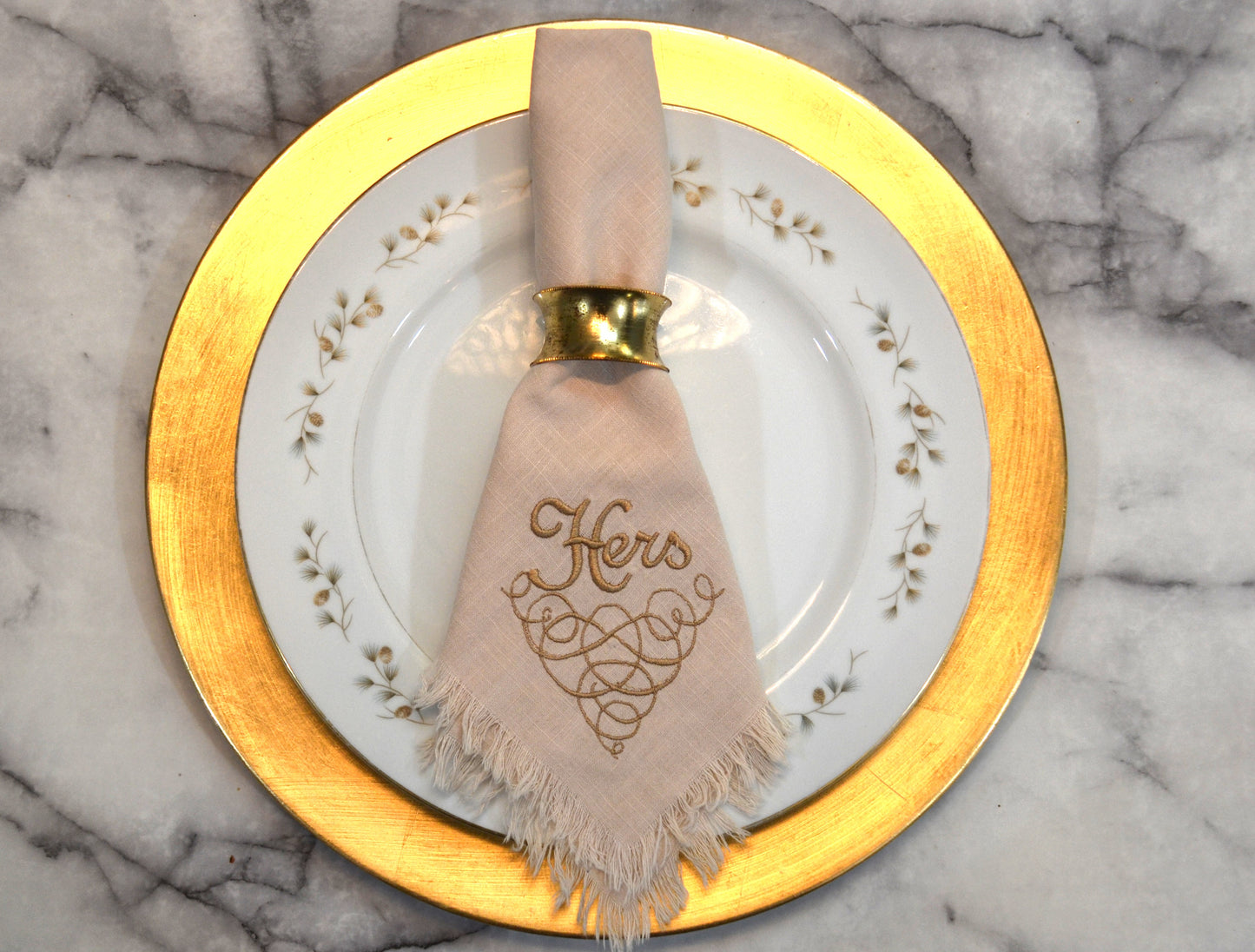 Just For 2 - HIS & HER Embroidered Cloth Napkins