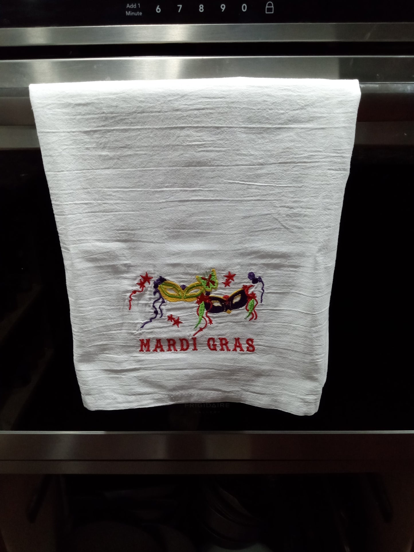 Embroidered MARDI GRAS Flour Sack Kitchen Towel