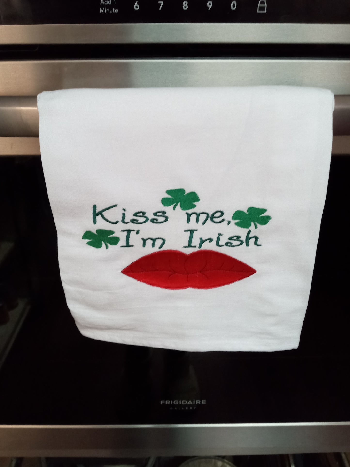 Embroidered KISS ME I'M IRISH, ST. PATRICK'S DAY Flour Sack Kitchen Towel