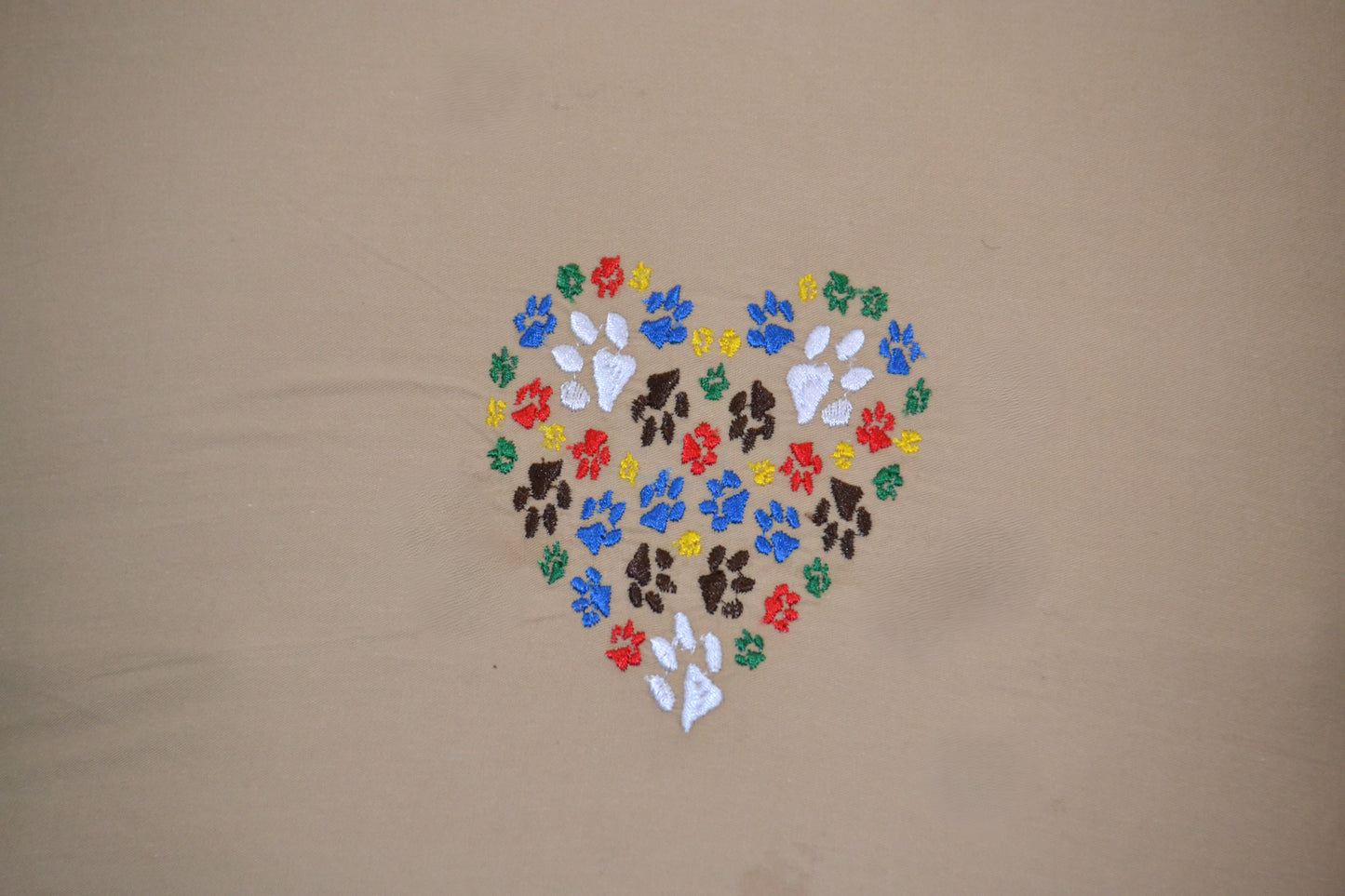 Toss Pillow Cover - Embroidered Animal Paws Heart