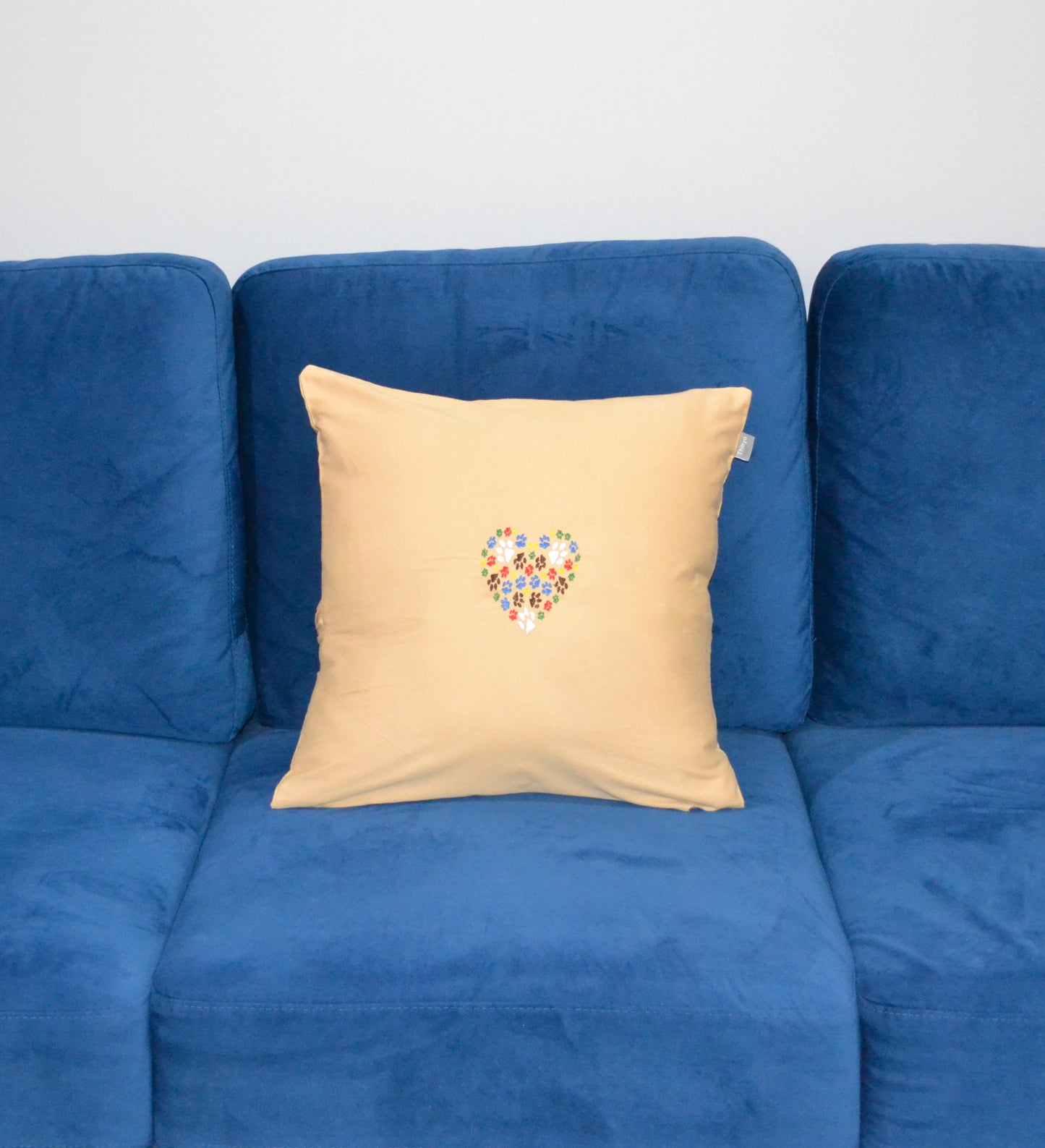 Toss Pillow Cover - Embroidered Animal Paws Heart