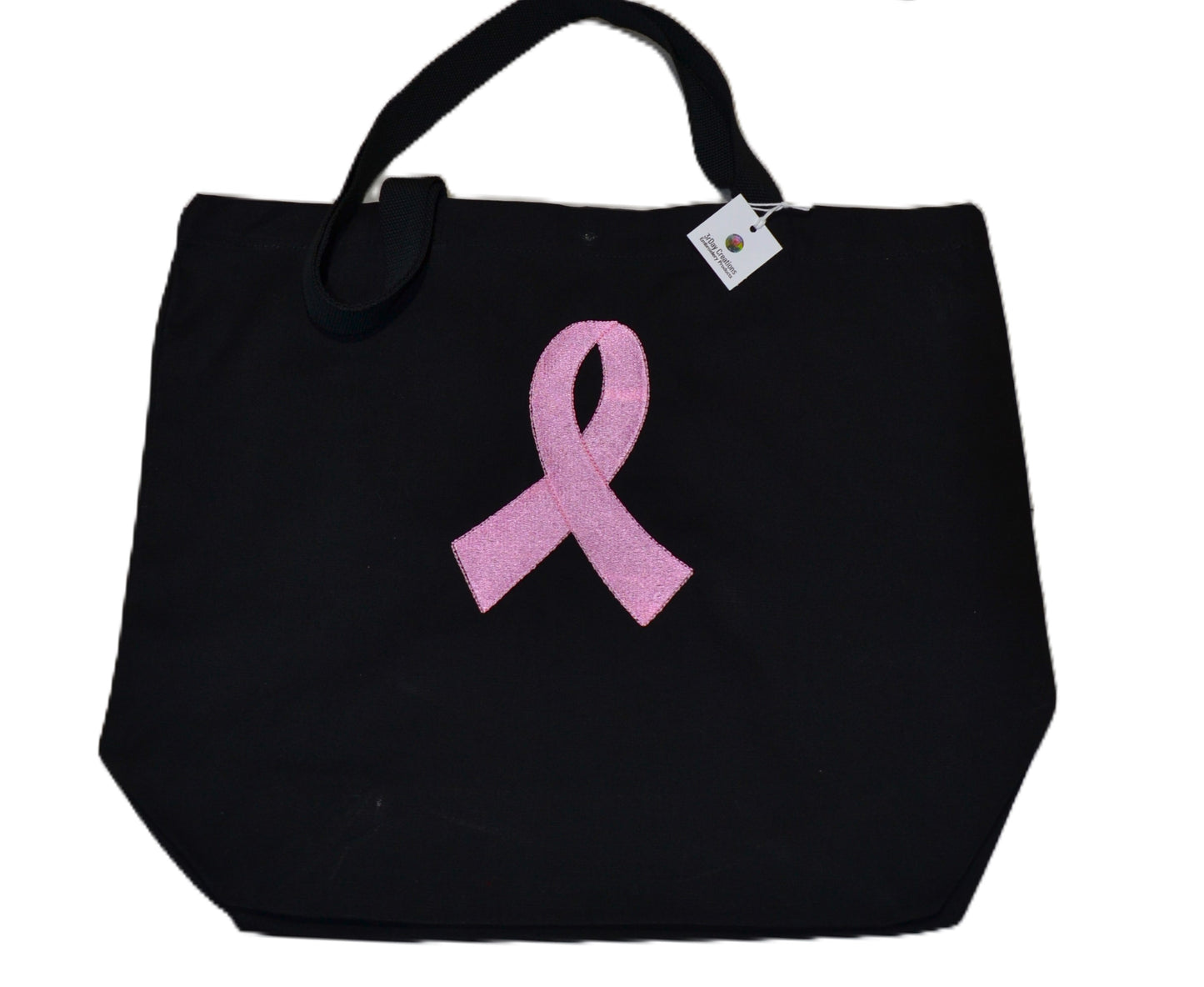 Embroidered Breast Cancer Survivor Pink Ribbon Canvas Tote Bag