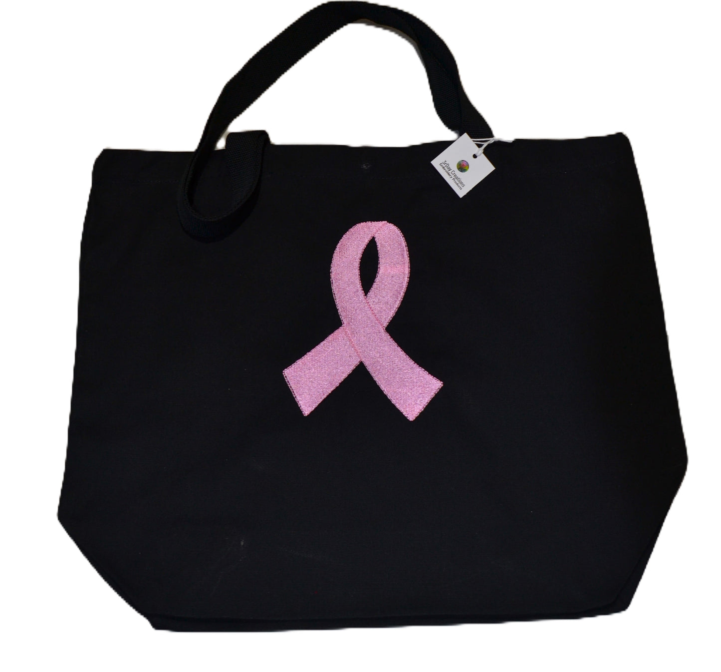 Embroidered Breast Cancer Survivor Pink Ribbon Canvas Tote Bag