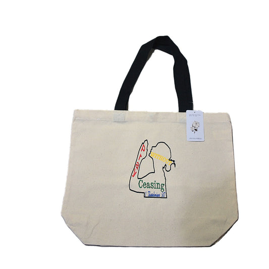 Embroidered PRAY WITHOUT CEASING Canvas Tote Bag