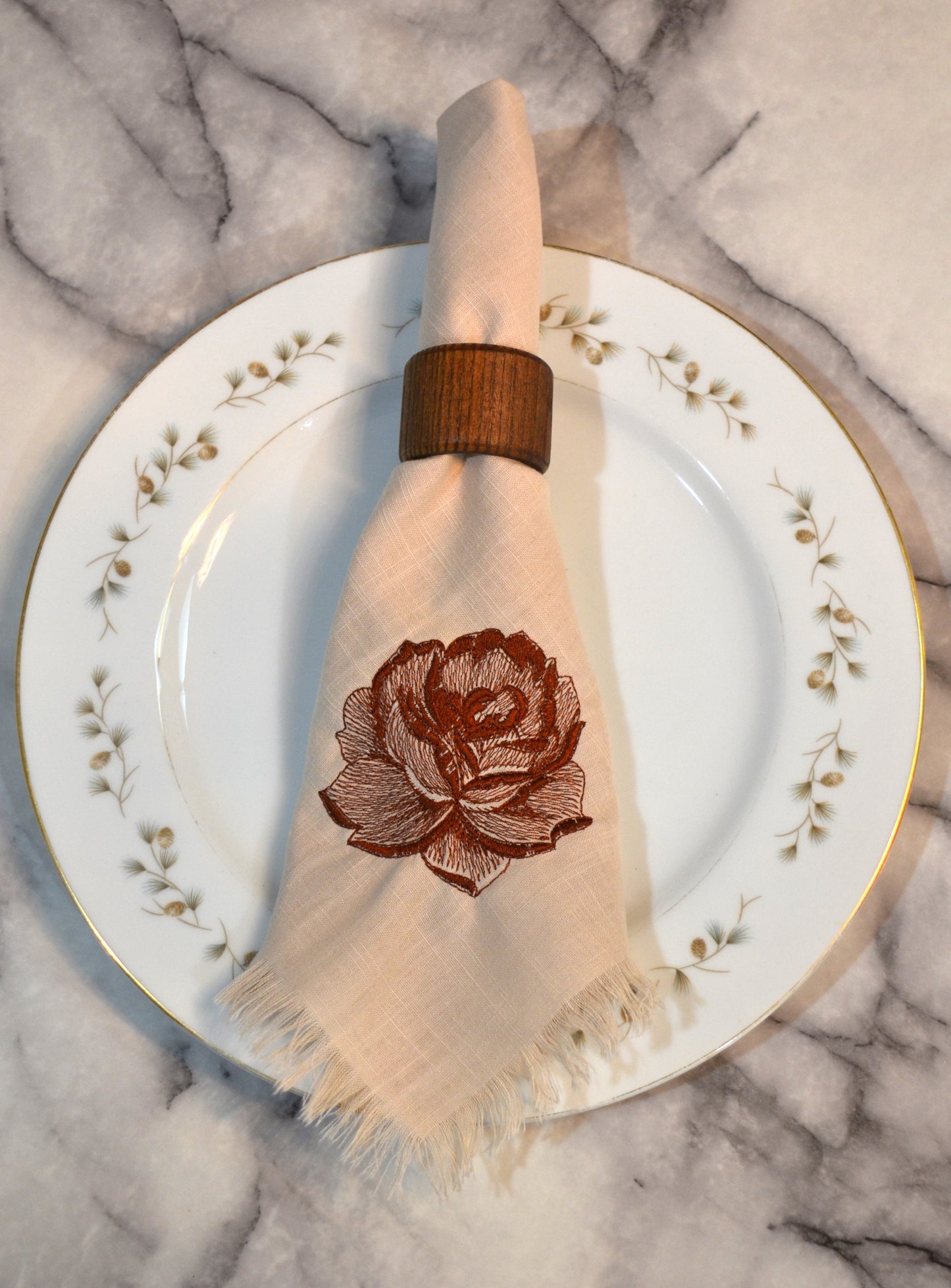 Single Rose Dinner Napkin