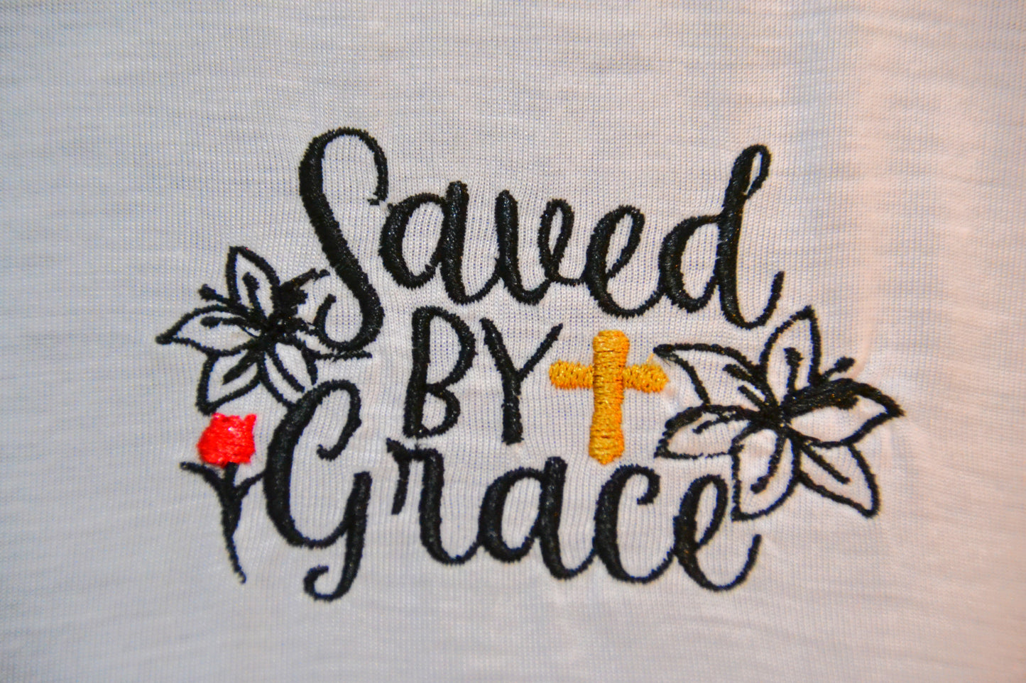 Embroidered Saved By Grace T-Shirt