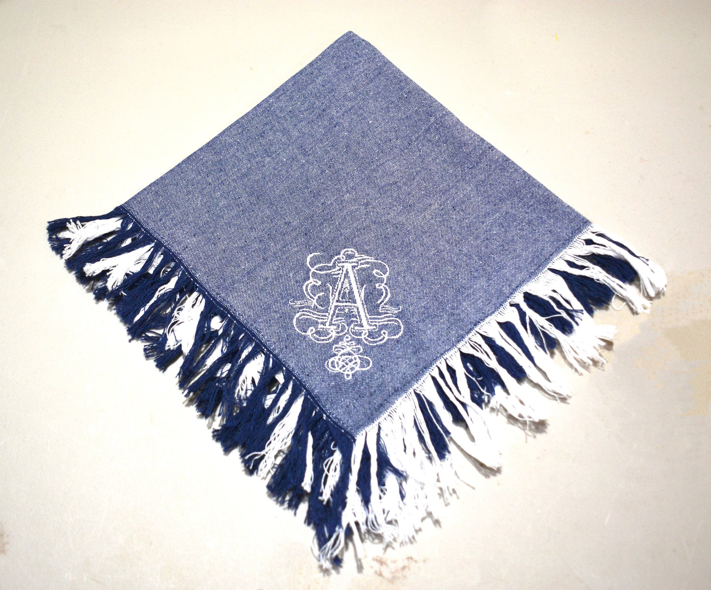 Monogrammed Embroidered Denim Rustic Chic Dinner Napkin