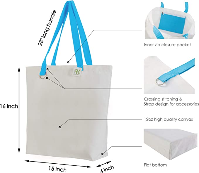 Embroidered PRAY WITHOUT CEASING Medium Canvas Tote Bag