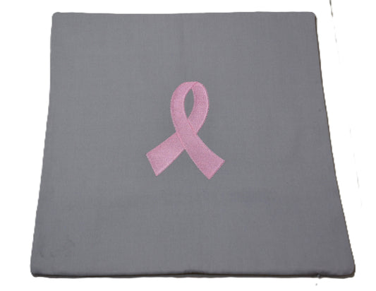 Toss Pillow Cover - Embroidered Breast Cancer Survivor Ribbon