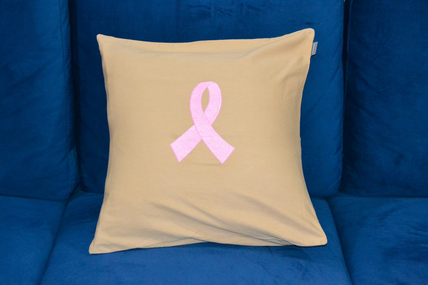 Toss Pillow Cover - Embroidered Breast Cancer Survivor Ribbon
