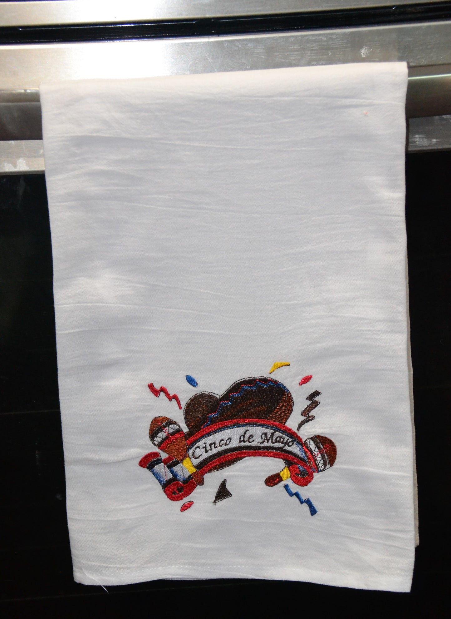 Embroidered CINCO DE MAYO Flour Sack Dish Towel