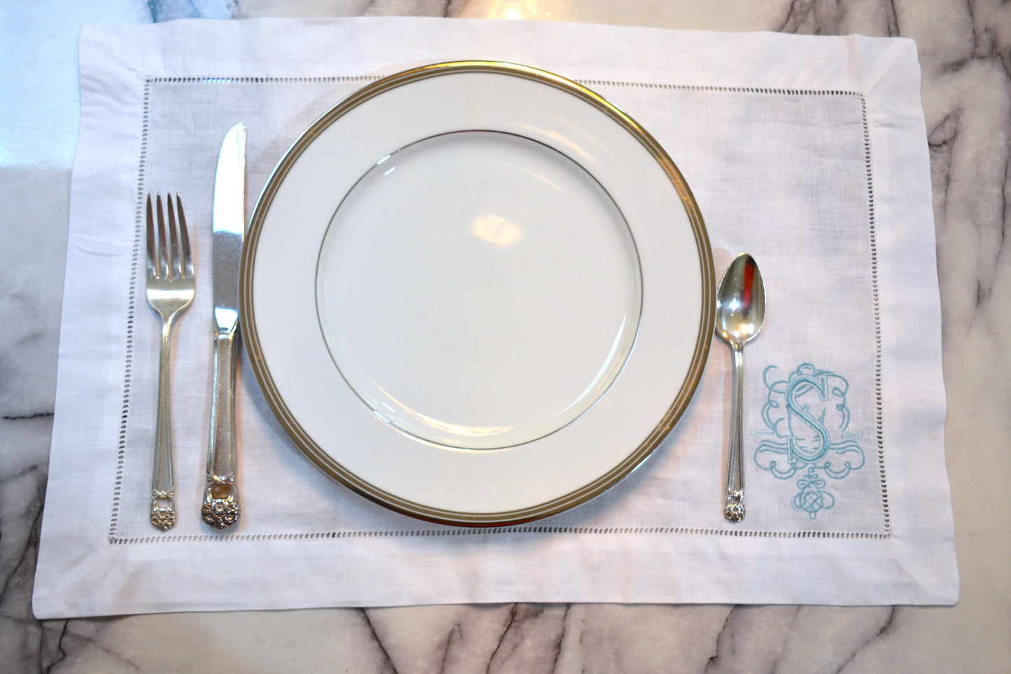 Scroll Customized Monogrammed Linen Placemat
